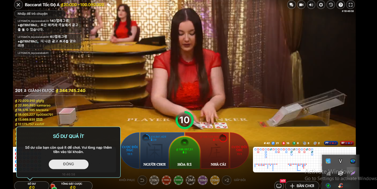 Khái quát sòng live casino Baccarat Win79