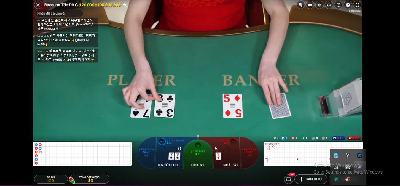 Thủ thuật tính xác suất Baccarat rút lá 3 Player